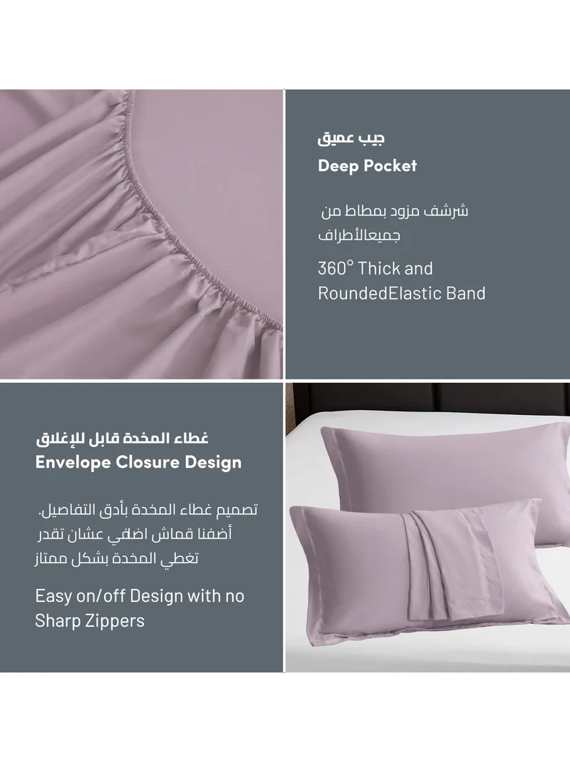 Donetella Bedding Fitted Sheet - Fits 90x190 Cm Bed For Single Bed 2 Pcs (1 Fitted Sheet and 1 Pillowcase) - 30 Cm Deep Pocket - Solid Bed Sheet