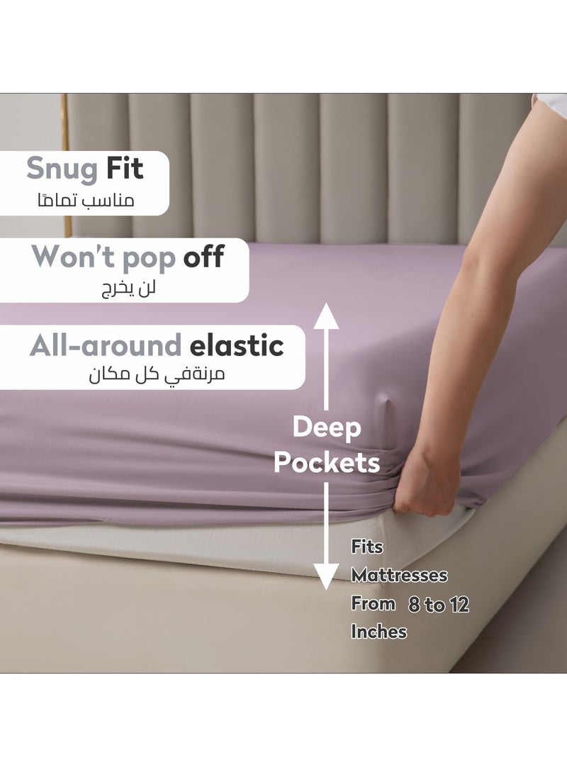 Donetella - Bedding Fitted Sheet - Fits 90x190 Cm Bed For Single Bed 2 Pcs (1 Fitted Sheet and 1 Pillowcase) - 30 Cm Deep Pocket - Solid Bed Sheet - Image 1