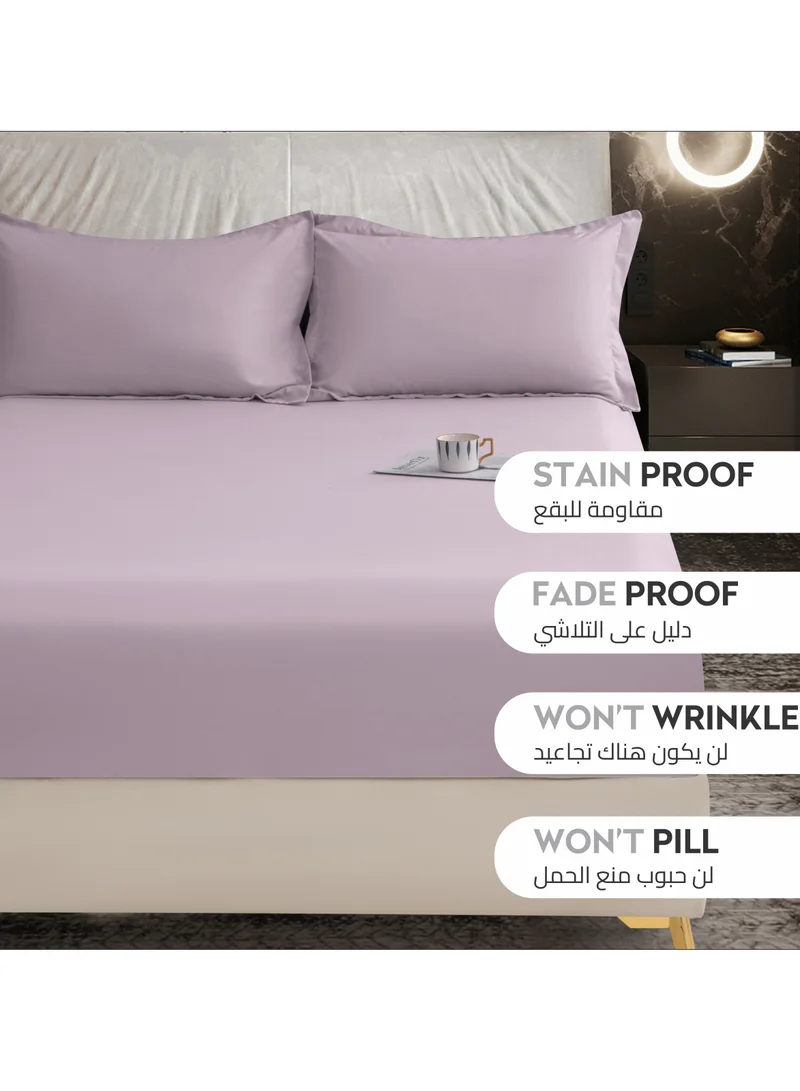 Donetella Bedding Fitted Sheet - Fits 90x190 Cm Bed For Single Bed 2 Pcs (1 Fitted Sheet and 1 Pillowcase) - 30 Cm Deep Pocket - Solid Bed Sheet