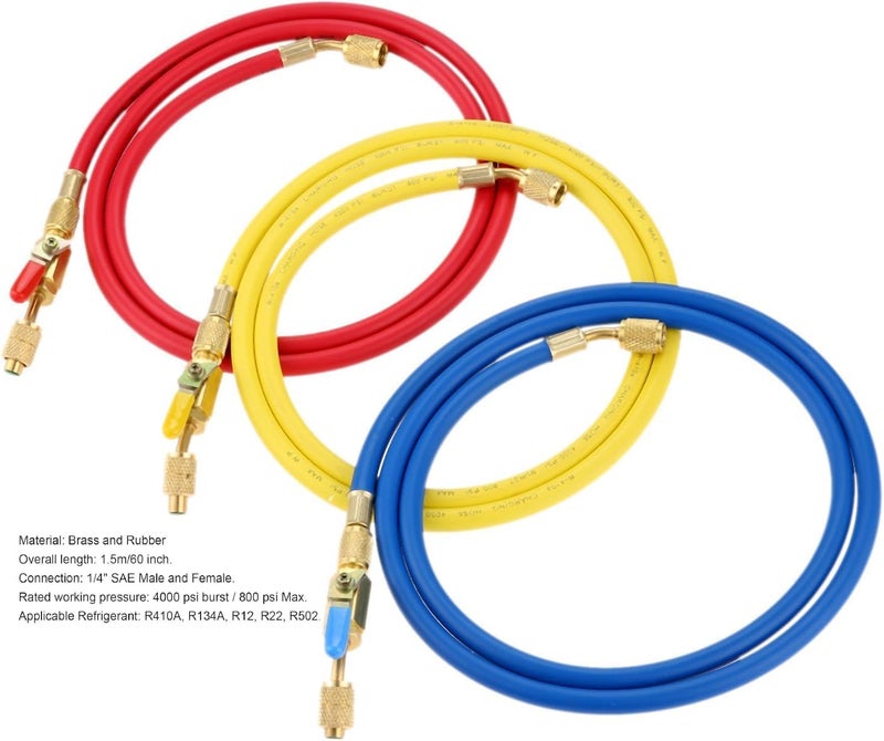 ELEY HVAC Digital Manifold Gauge Set, R134a Refrigerant Recharge Kit AC Manifold Gauge Set with 3 Hoses (Tolerance Range: -/+0.5%) - Image 5