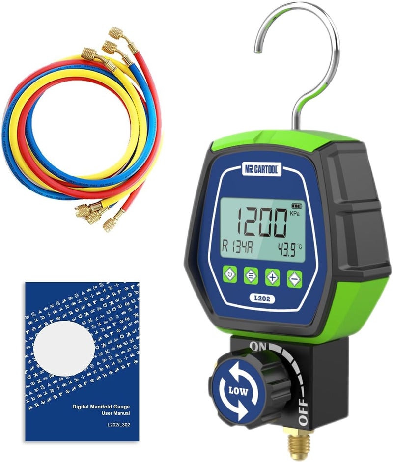 ELEY HVAC Digital Manifold Gauge Set, R134a Refrigerant Recharge Kit AC Manifold Gauge Set with 3 Hoses (Tolerance Range: -/+0.5%) - Image 1