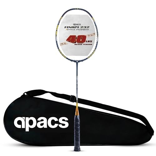 Apacs راكت بادل احترافي غير مشدود Apacs Finapi 232 Xtra Power (40LBS، 100% جرافيت ياباني من الدرجة الأولى) قوي للغاية مع غلاف كامل مجاني (ذهبي بحري) - Image 1