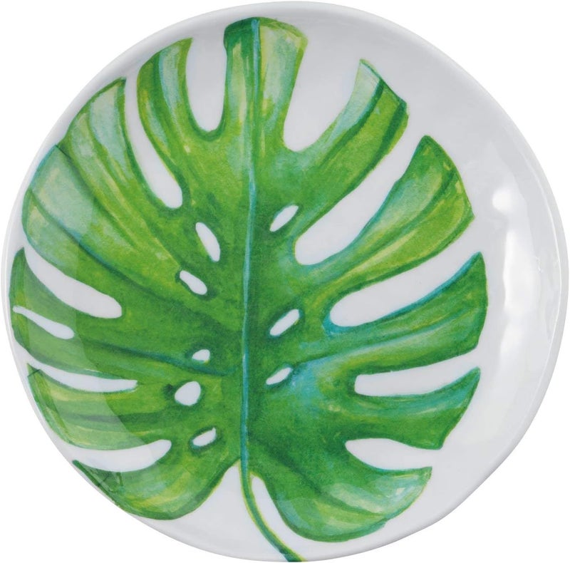 UPware Monstera Leaf Melamine Round Dessert Plates Small Serving Plates for Appetizer Snacks and Side Dishes Green 6 Inch Set of 4 - Image 3