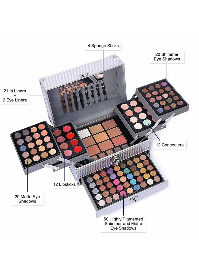 MISS ROSE M 132 Color All In One Makeup Kitprofessional Makeup Case Set For Teen Girls Multicolor Eyeshadow Palette(006N2Silver)  - Image 2