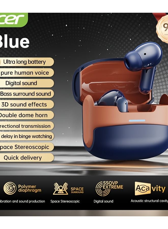 Navy Blue Acer Teana Wireless Earbuds Heavy Bass AI Noise Cancellation Long Battery - Image 1