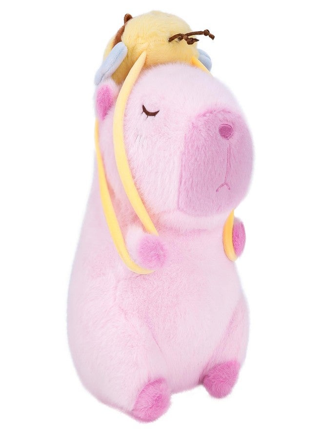 CHDBLOCK Capybara Plush Toy - 9 Inch Kawaii Capibara Stuffed Animal with Bee Backpack, Cute Pink Capybara Plushie Doll Pillow for Kids and Adults - Image 1