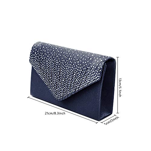 Groupcow New Ladies Evening Handbags Bridal Wedding Bag Handbag (Navy Blue) - Image 2