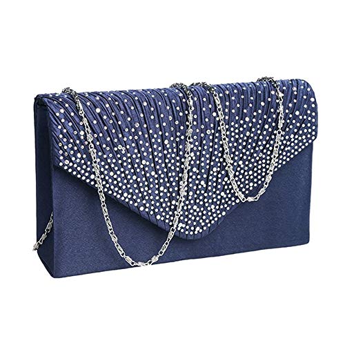 Groupcow New Ladies Evening Handbags Bridal Wedding Bag Handbag (Navy Blue) - Image 1