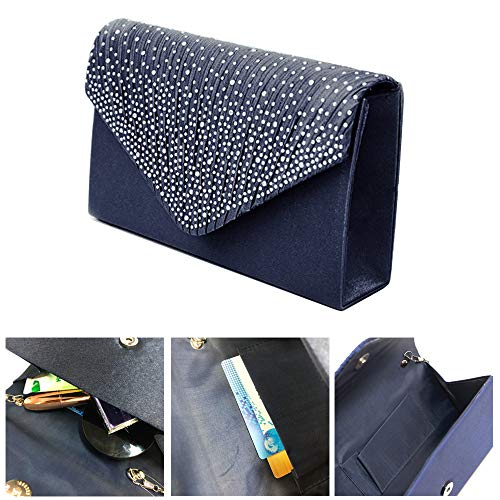 Groupcow New Ladies Evening Handbags Bridal Wedding Bag Handbag (Navy Blue) - Image 3