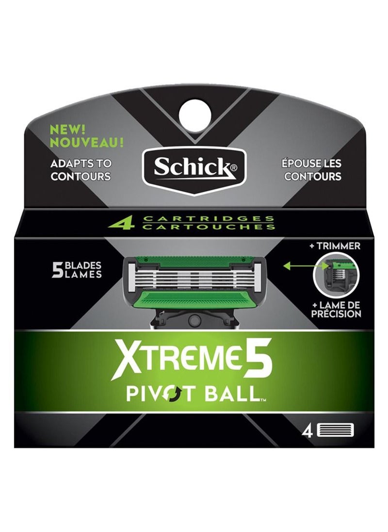 schick - Xtreme 5 Blade Pivot Ball Razor Refill for Men 4 Count - Image 1