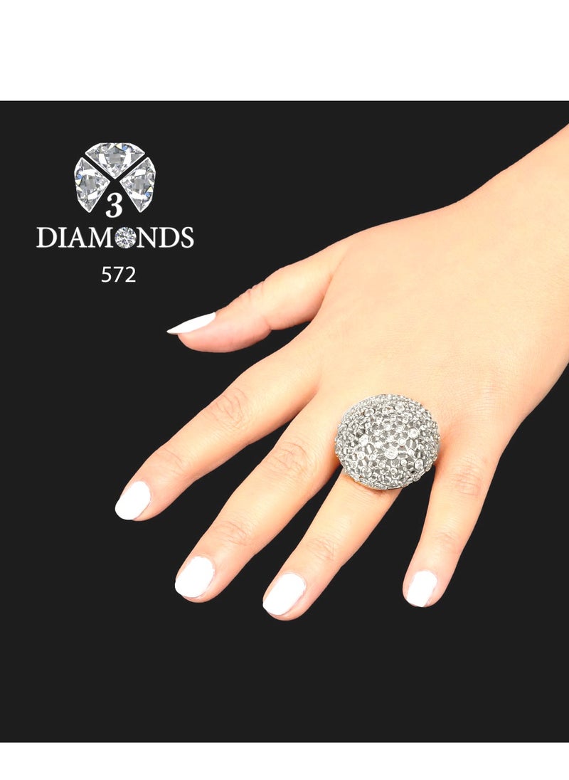 3Diamonds - Platinum Plated Ring For Women With Zircon Stone - Silver - Image 1