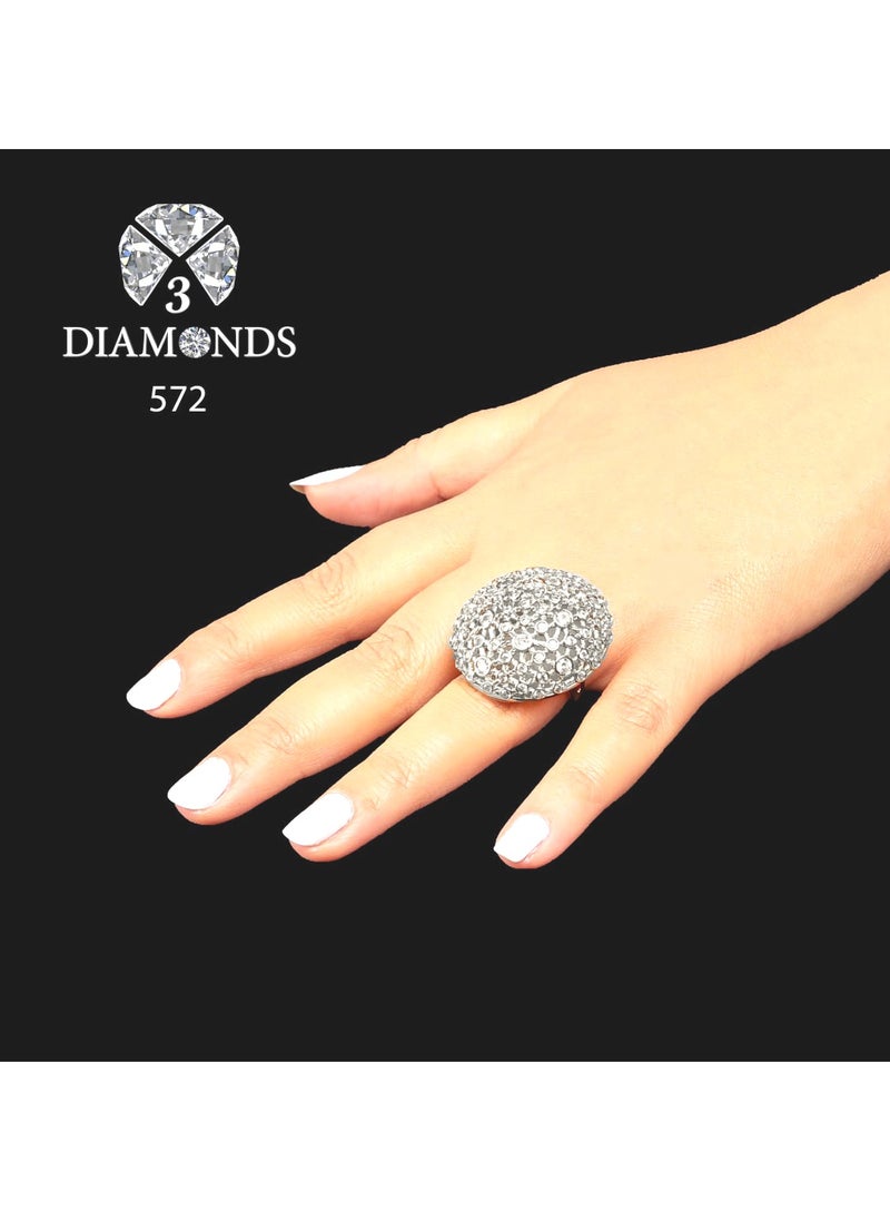 3Diamonds - Platinum Plated Ring For Women With Zircon Stone - Silver - Image 1