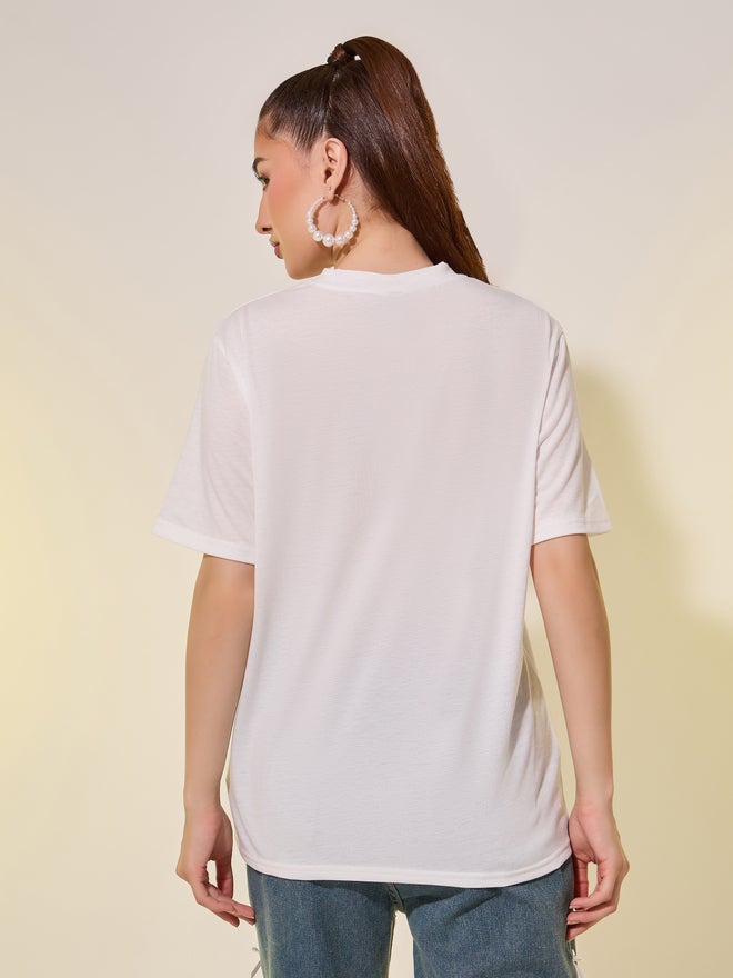 Styli Styli Solid Asymmetrical Neck T-Shirt  - Image 4