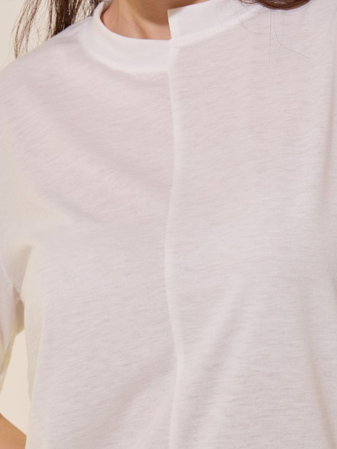 Styli Styli Solid Asymmetrical Neck T-Shirt  - Image 3