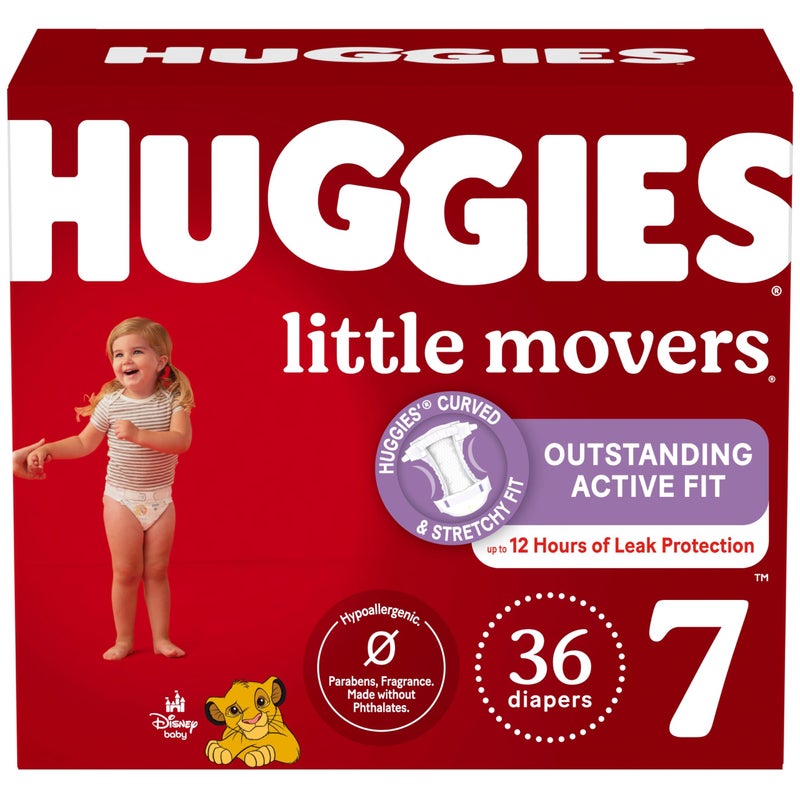 Huggies Size 7 Diapers, Little Movers Baby Diapers, Size 7 (41+ lbs), 36 Count - Image 1
