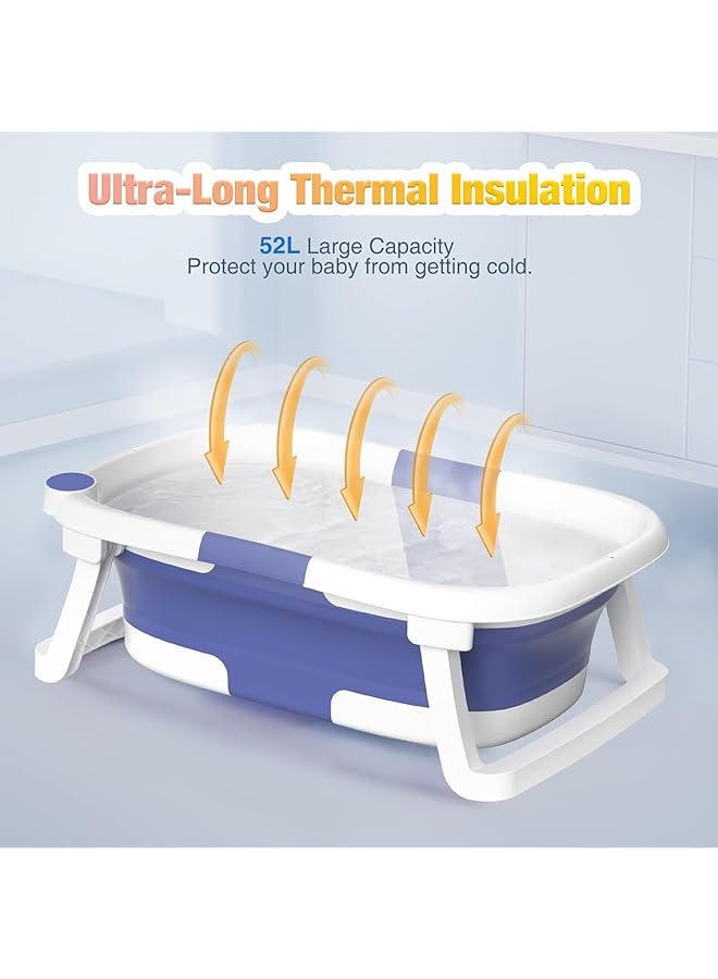 U-HOOME Baby Bathtub Collapsible Bathtub For Newborn To Toddler Durable Essential Infant Bath Tub Portable Travel Baby Bathtub With Soft Cushion No Slip Hanging Detachable Bathtub - Image 3