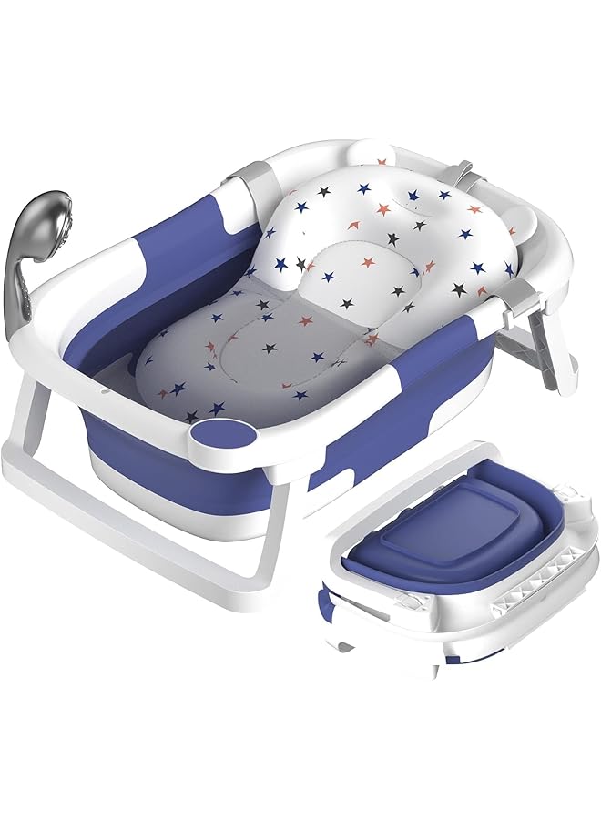 U-HOOME Baby Bathtub Collapsible Bathtub For Newborn To Toddler Durable Essential Infant Bath Tub Portable Travel Baby Bathtub With Soft Cushion No Slip Hanging Detachable Bathtub - Image 1