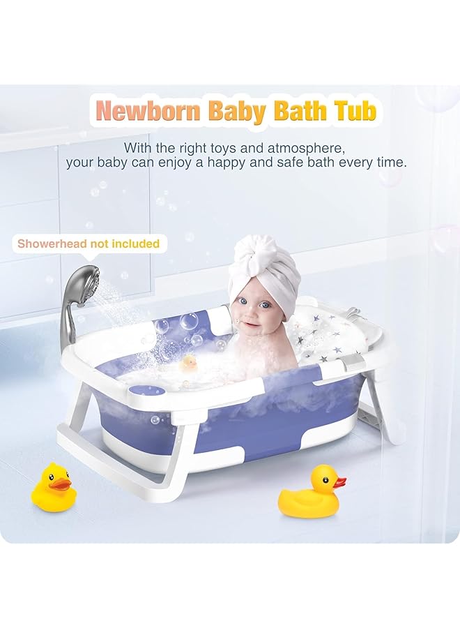 U-HOOME Baby Bathtub Collapsible Bathtub For Newborn To Toddler Durable Essential Infant Bath Tub Portable Travel Baby Bathtub With Soft Cushion No Slip Hanging Detachable Bathtub - Image 5