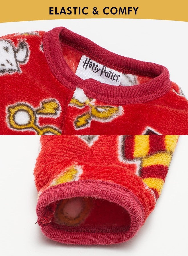 Harry Potter Baby Girls Long-Sleeve Plush Polar Fleece Bodysuit Pajamas - Baby Girl Clothes Prints (Red/White/Yellow, 6-9 Months) - Image 3