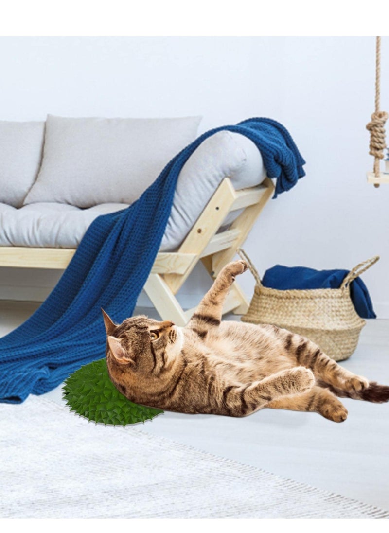Generic - Durian-Shaped Cat Corner Self-Groomer and Scratcher - Soft Wall-Mounted Brush for Cat Massage and Grooming - Cute Green Design for Feline Relaxation and Care. - Image 1