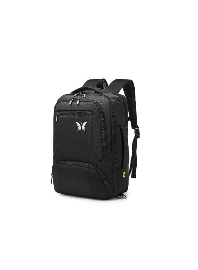 باترفلاي حقيبة ظهر قابلة للتحويل 3 في 1 للرجال والنساء – حقيبة يد، حقيبة كتف، وحقيبة ظهر للكمبيوتر المحمول – نايلون مقاوم للماء، سعة 30 لتر، باللون الأسود - Image 2