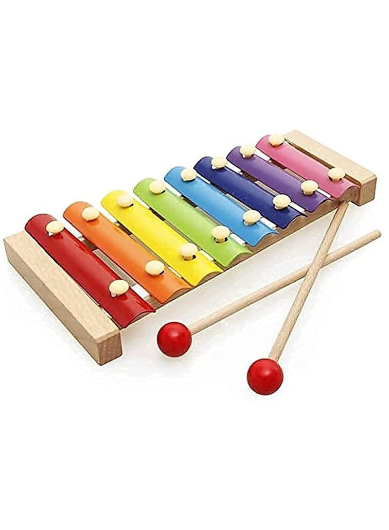 أوريتي الأطفال الخشبي البيانو التعليمية الإكسيليفون، لعبة الآلات الموسيقية التعليمية، 8 مقاييس مفتاح (الإكسيليفون) - Image 1