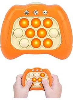 Quick Push Game, Pop It Fidget Electronic Sensor Game, Bubble Sensory Squeeze Toys, Push Bubble Fidget, Light Up Game, Decompression Toy Machine Gift for Children and Adults (Orange)