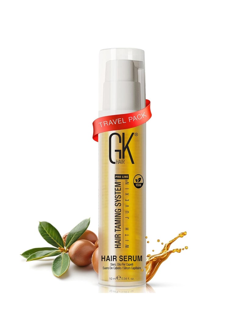 GK Hair Argan Oil Anti Frizz Hair Mini Serum 10ml Styling Smoothing Strengthening Hydrating Nourishing Heat Protection Shine Frizz Dry Damage Hair Repair  - Image 1