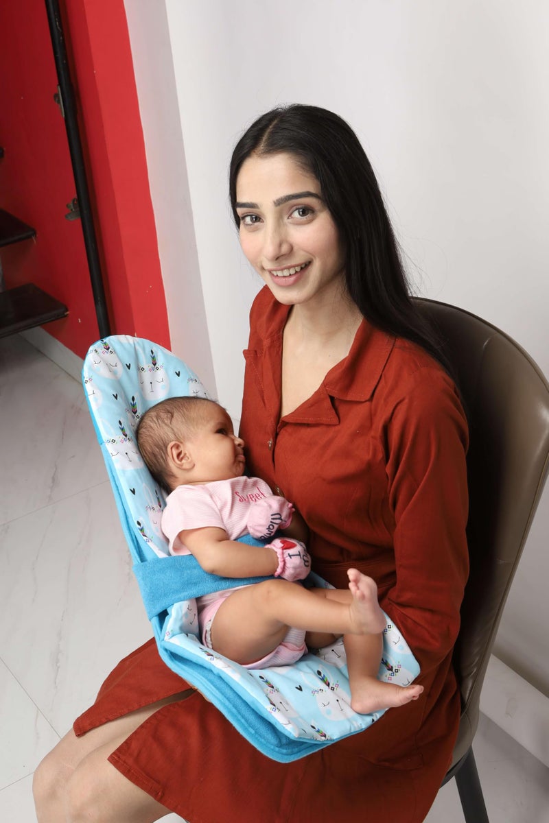 HOOPA 2in1 Infant Carrier for Newborn (0–4 Months) | Reclined Carrying & Breastfeeding Support | Strong Back Support | Indoor & Outdoor Use | Feeding Pillow | Nursing pad | New born Carrier |Dark Blue - Image 1
