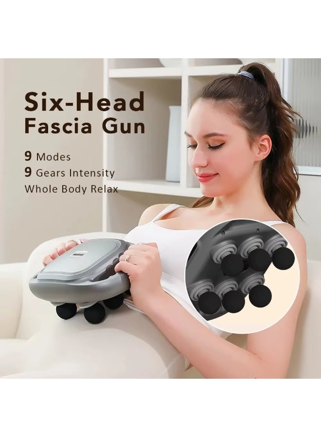 جهاز مساج بستة رؤوس مع حرارة بالأشعة الحمراء لتفتيت الشد العضلي – موديل FZ‑60، بطارية 2000mAh، 9 سرعات - Image 4