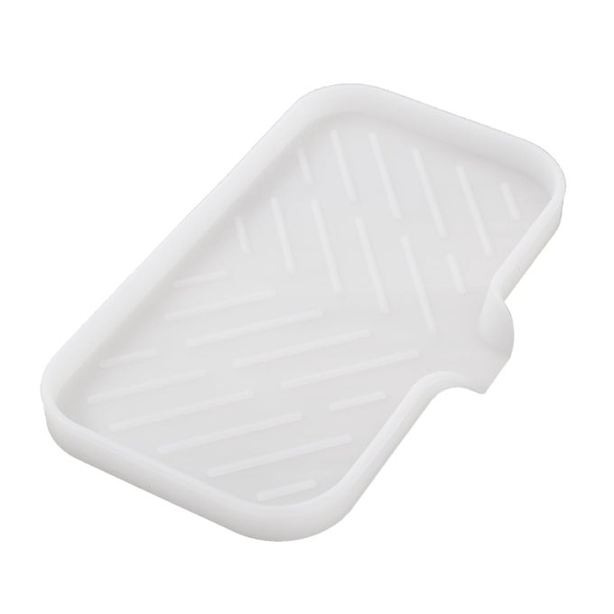 SILICONE BATHROOM SOAP DISHES WITH DRAIN SPOUTBATHROOM AND KITCHEN SINK ORGANIZERSPONGE HOLDERDISH SOAP TRAYPERFECT FOR DISPENSERSCRUBBERBOTTLECUP ON COUNTER TRANSLUCENT 9653