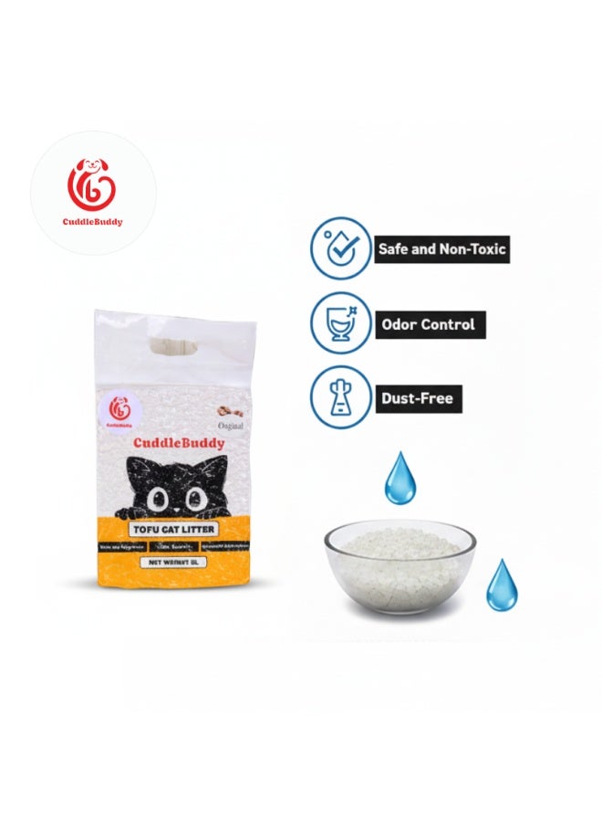 CuddleBuddy Tofu Cat Litter, Original Milk Scent, Strong Clumping, Low Dust Odor Control, Fast Absorbing, Eco‑Friendly Plant‑Based Pellets, 6 L (2.5 kg) Bag for Cats - Image 3