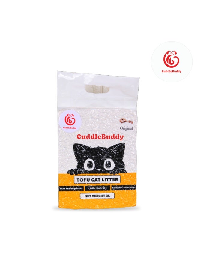 CuddleBuddy Tofu Cat Litter, Original Milk Scent, Strong Clumping, Low Dust Odor Control, Fast Absorbing, Eco‑Friendly Plant‑Based Pellets, 6 L (2.5 kg) Bag for Cats - Image 5