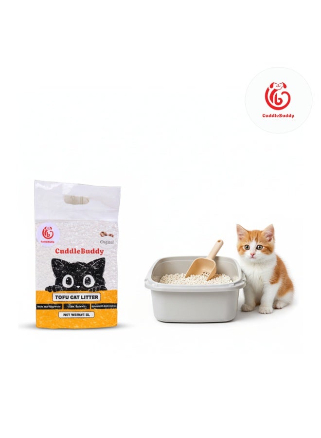 CuddleBuddy Tofu Cat Litter, Original Milk Scent, Strong Clumping, Low Dust Odor Control, Fast Absorbing, Eco‑Friendly Plant‑Based Pellets, 6 L (2.5 kg) Bag for Cats - Image 2