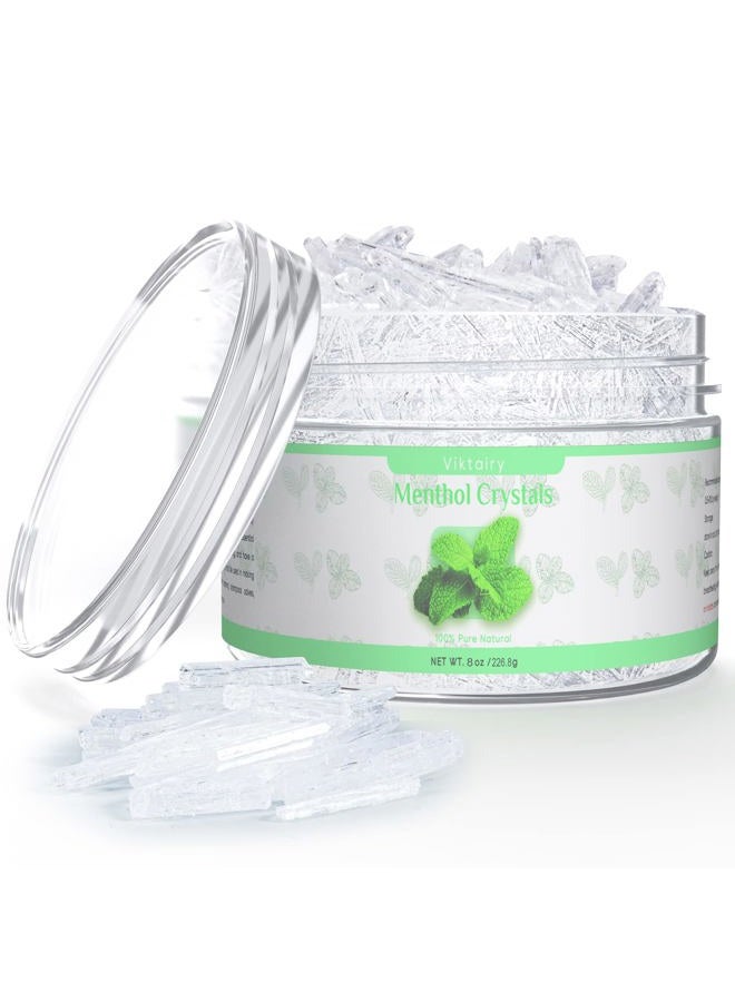 Viktairy Menthol Crystals Bulk 8 oz, 100% Pure Organic Mint Crystals| Great for Making Shower Steamers, Creams and Soaps - Image 1