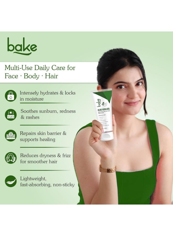 BAKE Aloe Vera Gel for Face, Hair & Skin | 99% Pure Aloe | Hydrates, Soothes & Repairs Skin | Lightweight, Non-Sticky | For Men & Women (200g) - Image 2