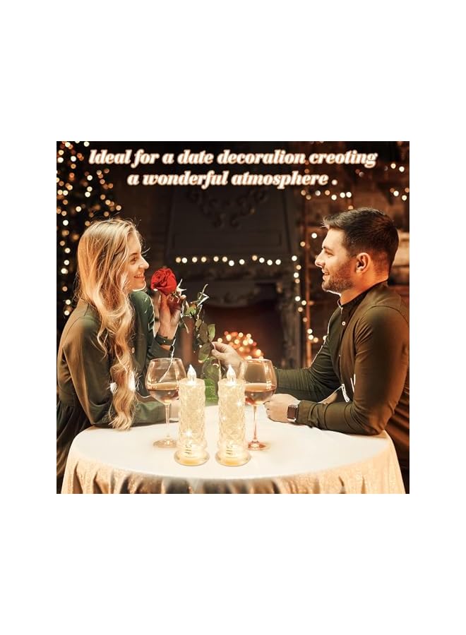 The Bros Romantic LED Flameless Candles - 4 PCS Rose Shadow Design Pillar Candles for Valentine's Day, Proposals, Anniversaries, and Wedding Decorations, Battery Operated - Image 5