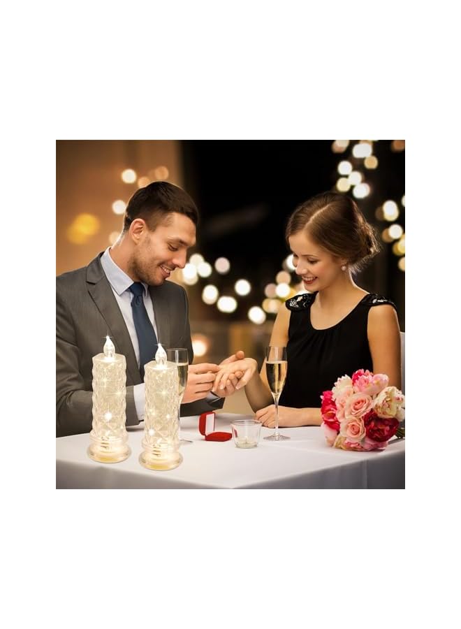 The Bros Romantic LED Flameless Candles - 4 PCS Rose Shadow Design Pillar Candles for Valentine's Day, Proposals, Anniversaries, and Wedding Decorations, Battery Operated - Image 4