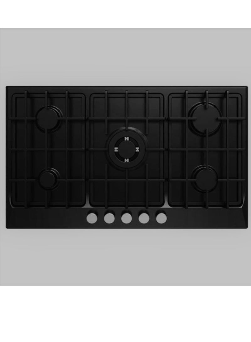 Fresh Gas hob, 5 burners, built-in, 60/90 cm, full safety, black, Fresh cast iron pot holder  - Image 1