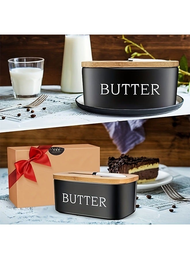 هومستر طبق زبدة مع غطاء، ديكر منزلي، طبق زبدة كبير للطابق خزفي حافظة زبدة مع سكين و صندوق زبدة سيليكون ذو جودة عالية هدية مطبخ جيدة - Image 2