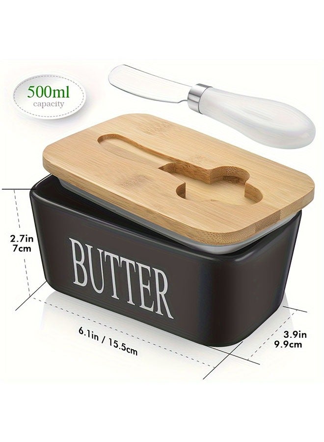 هومستر طبق زبدة مع غطاء، ديكر منزلي، طبق زبدة كبير للطابق خزفي حافظة زبدة مع سكين و صندوق زبدة سيليكون ذو جودة عالية هدية مطبخ جيدة - Image 4