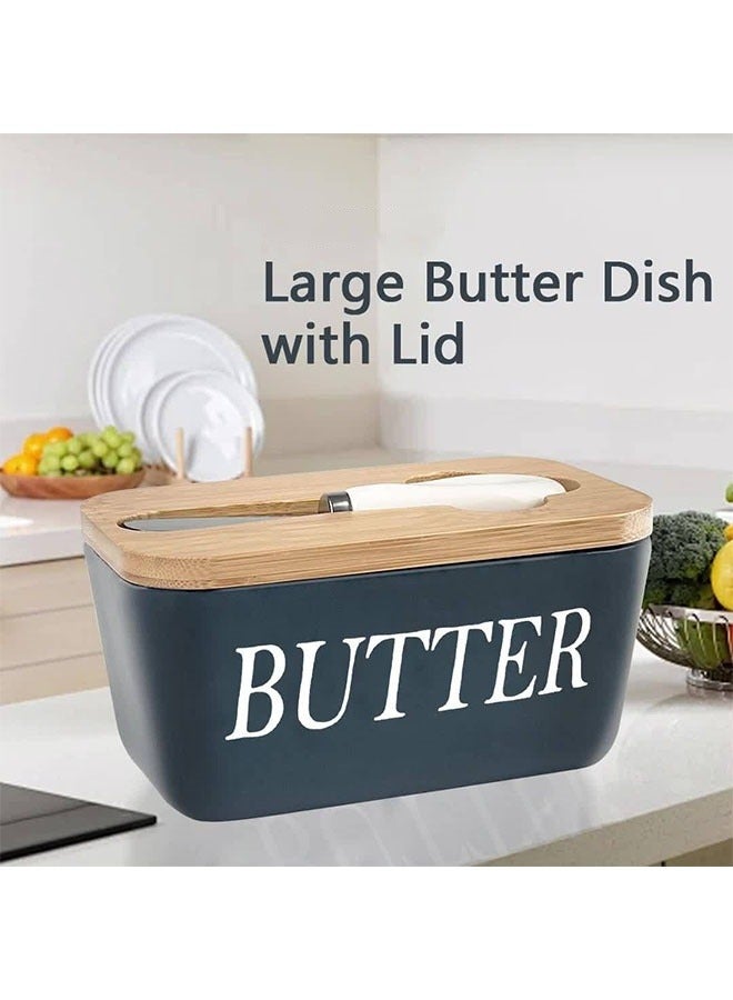 هومستر طبق زبدة مع غطاء، ديكر منزلي، طبق زبدة كبير للطابق خزفي حافظة زبدة مع سكين و صندوق زبدة سيليكون ذو جودة عالية هدية مطبخ جيدة - Image 5