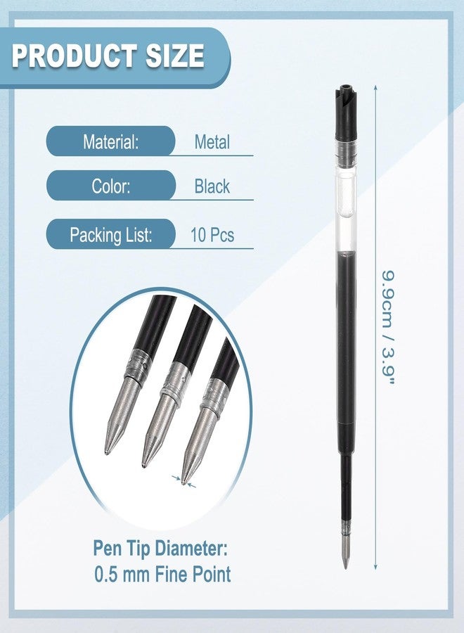 PATIKIL 0.5mm Pen Ink Refills, 10 Pcs 3.9" Ballpoint Refill Fine Point Metal Compatible Replaceable Replacement for Retractable Pen Writing Office, Black - Image 2