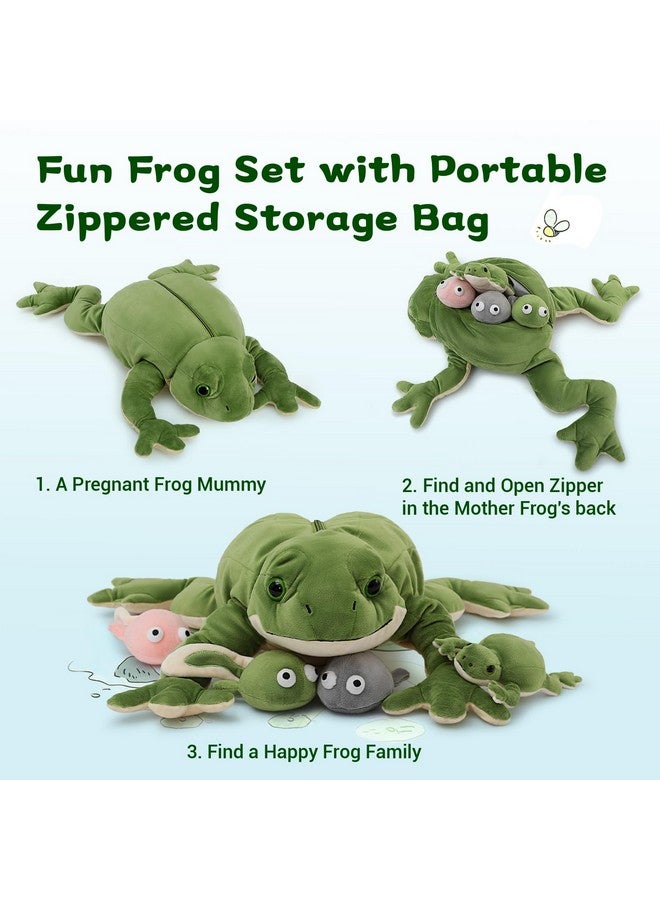 MaoGoLan Large Frog Plush Stuffed Animalsstuffed Frog Mommy And 4 Cute Babies Frog Pillow Plush Toy 20 Inch Realistic Plush Toad Set Goliath Frog Stuffed Animal Birthday Gift For Kids - Image 5
