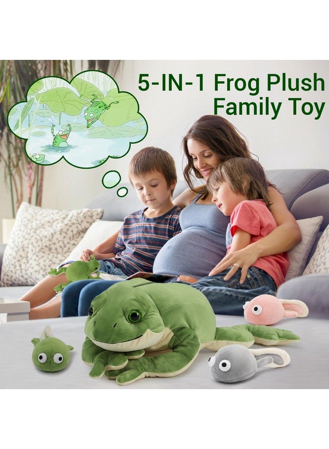 MaoGoLan Large Frog Plush Stuffed Animalsstuffed Frog Mommy And 4 Cute Babies Frog Pillow Plush Toy 20 Inch Realistic Plush Toad Set Goliath Frog Stuffed Animal Birthday Gift For Kids - Image 4