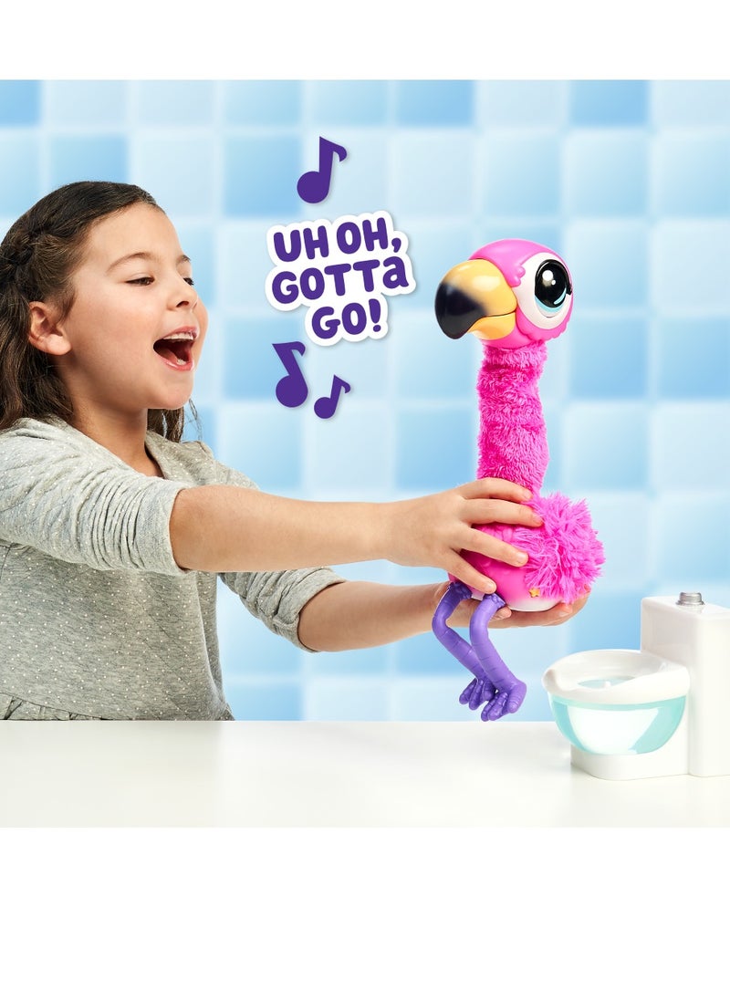 LITTLE LIVE PETS - Little Live Pets Gotta Go Flamingo Interactive Plush Toy That Eats Sings Wiggles Poops and Talks Repeat what you say Reusable Food Ages 4+ - Image 1