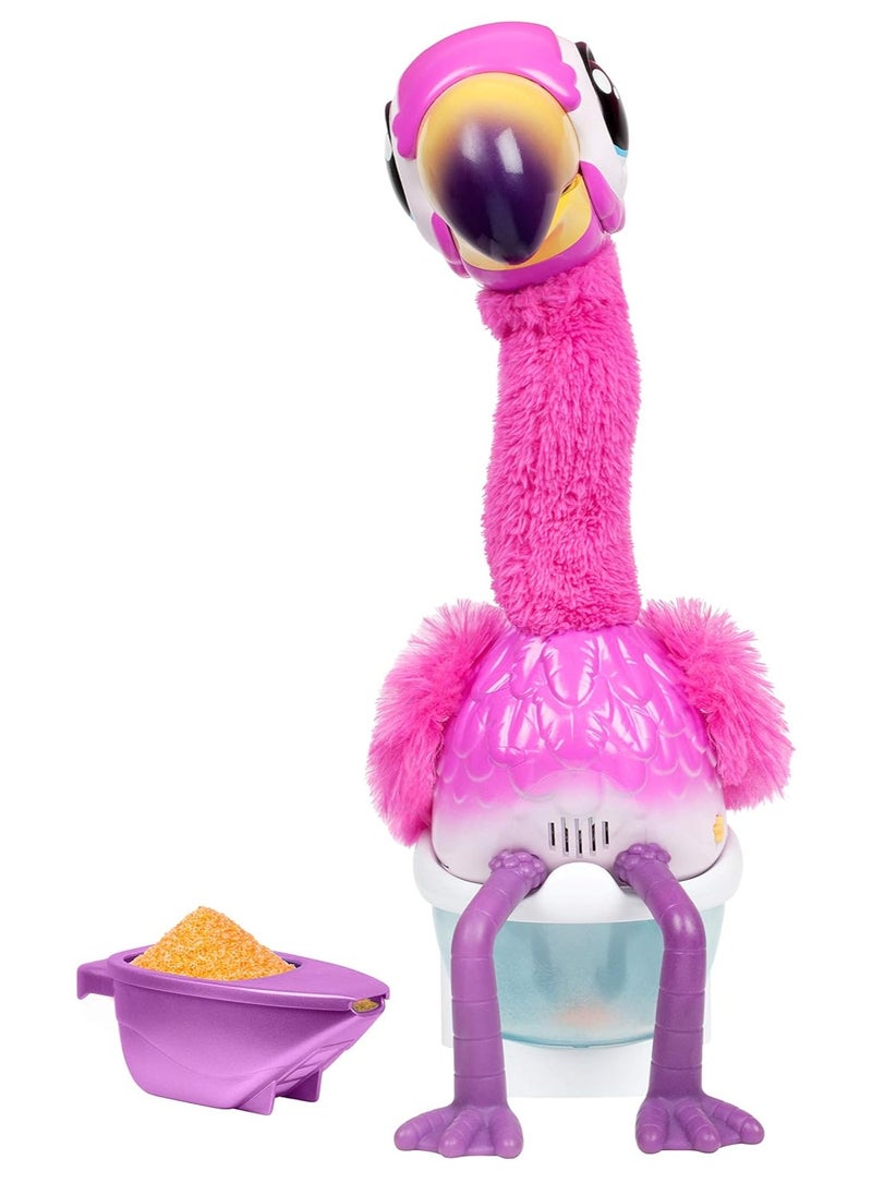 LITTLE LIVE PETS - Little Live Pets Gotta Go Flamingo Interactive Plush Toy That Eats Sings Wiggles Poops and Talks Repeat what you say Reusable Food Ages 4+ - Image 1