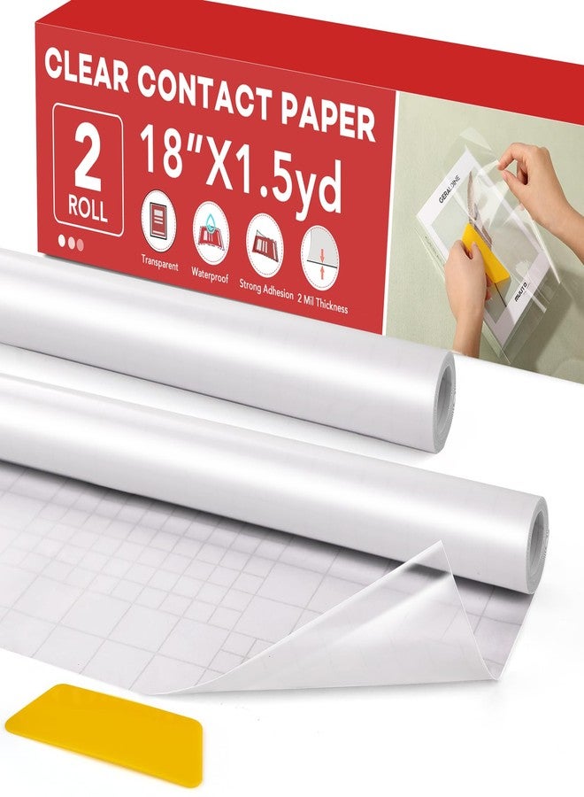 ZENOWICK 2 Rolls 18" x 4.5ft Clear Contact Paper, Book Cover Protector, Clear Adhesive Liner for Crafts, Paperback, Hardcover Documents - Image 1
