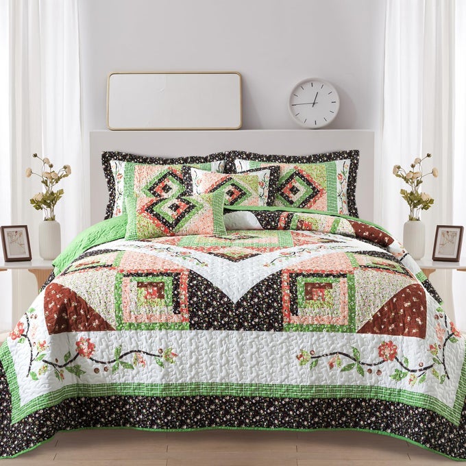 QUILT QUEEN SIZE BEDDING SET FARMHOUSE QUEEN SIZE BEDSPREAD SET FOR ALL SEASON LIGHTWEIGHT REVERSIBLE COVERLET QUILT FOR BEDROOM 90 98 INCH GREEN