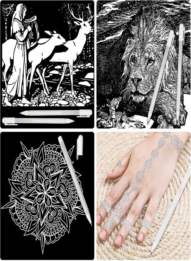 URBAN BOX White Gel Pens,Highlight Pen for Hand Paint Design & Highlight For Mandala Art, Black Paper & Doodling Illustration Deisgn Fine Point 0.8mm, Opaque White Archival Ink Pens (TC)(Pack Of 1) - Image 3